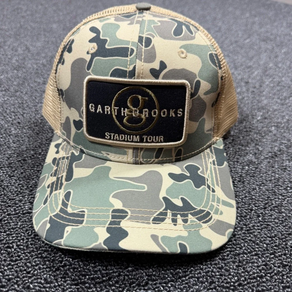 Garth Brooks Stadium Tour‎ Camo Trucker Hat Snapback Mesh Cap Camouflage